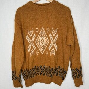 VTG United Colors Benetton Sweater Mens L Fair Isle Shetland Wool Italy READ SZ